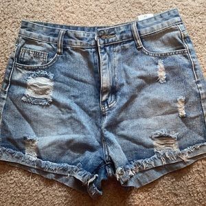 Shein distressed jean shorts